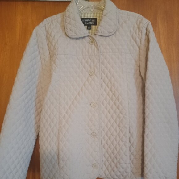 Diamond Stitch Fall Jacket w/ pockets/ Light Beige - Picture 4 of 4